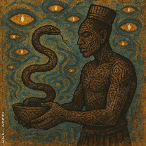 Wallpaper Mural Ancient Ritual with Rising Snake Torontodigital.ca