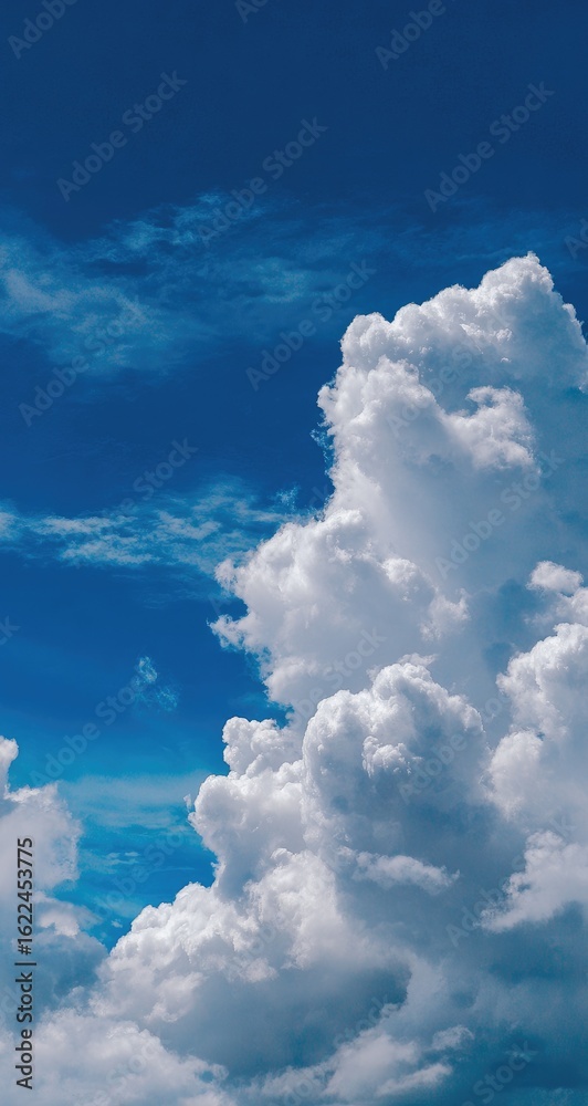 Fototapeta premium Dramatic cumulus clouds against a vibrant blue sky