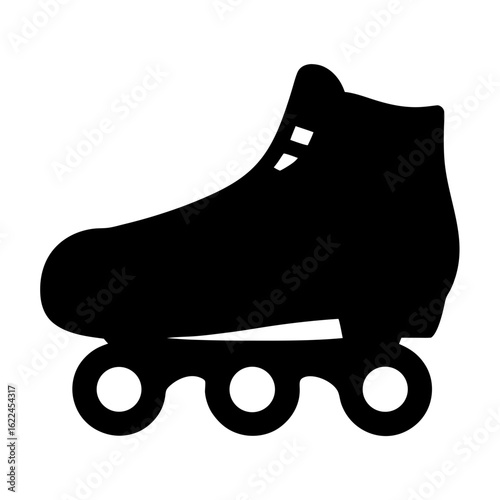 Single black inline roller skate icon in silhouette style on white