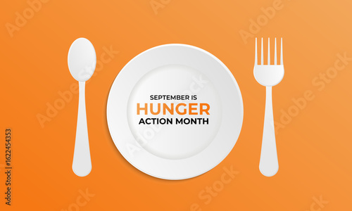 Hunger Action Month. Unite to End Hunger and Feed Hope This September. Holiday concept. Creating for web banner, cards, prints, social media, poster, flyer and background design template.