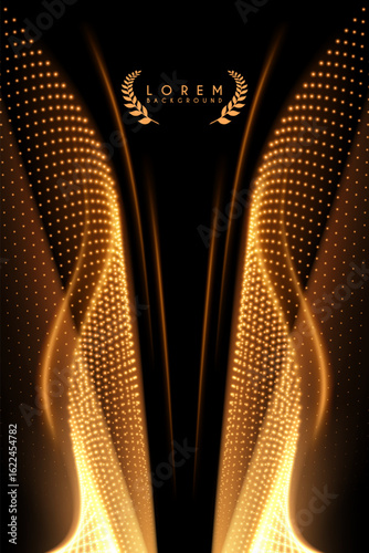 Abstract golden light effects on black background
