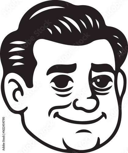 Vintage Cartoon Character Faces Collection – Retro Comic Style Expressions from 1920s–60s in Black and White Vector