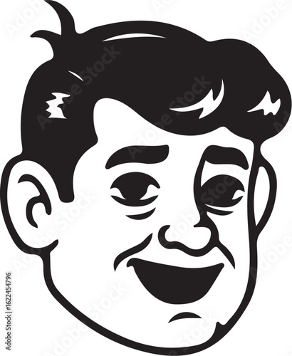 Vintage Cartoon Character Faces Collection – Retro Comic Style Expressions from 1920s–60s in Black and White Vector