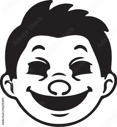 Vintage Cartoon Character Faces Collection – Retro Comic Style Expressions from 1920s–60s in Black and White Vector