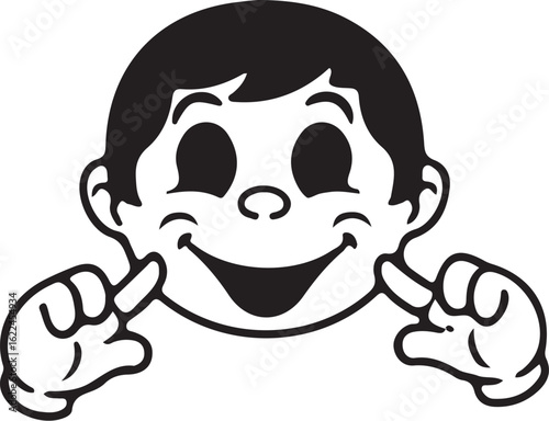 Vintage Cartoon Character Faces Collection – Retro Comic Style Expressions from 1920s–60s in Black and White Vector