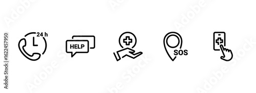 Emergency and Medical Assistance Icon Set for Urgent Support