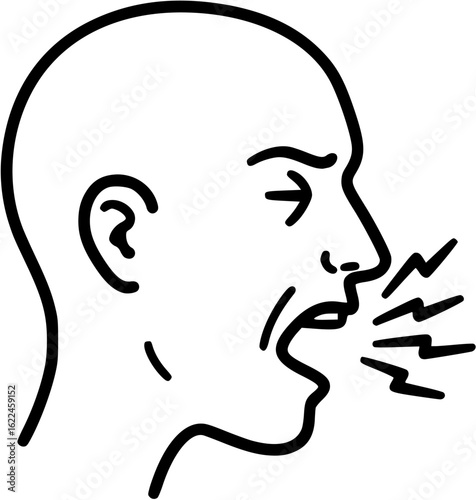 Person, head mouth cough face icon. Isolated vector illustration.
