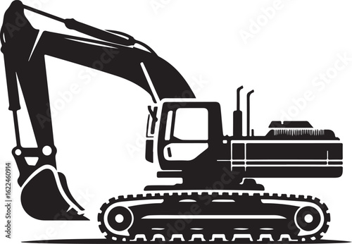 Excavator Heavy Construction Machine Vector Silhouette