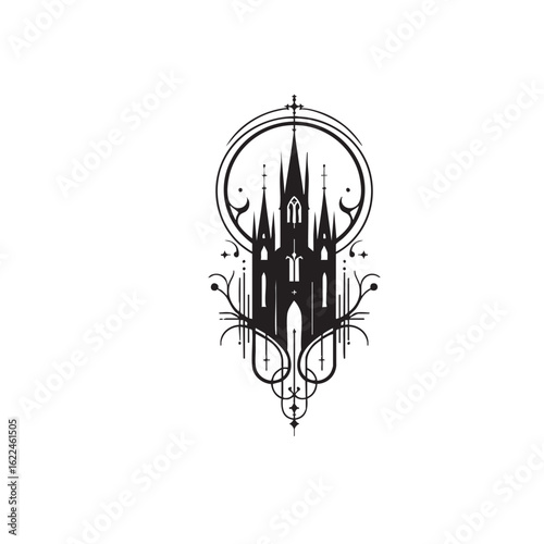 Minimalist Gothic Design black and white silhouette