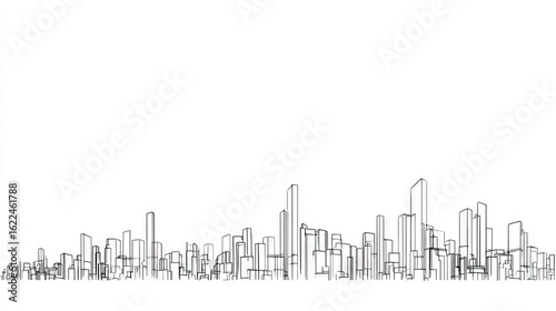 Fototapeta Naklejka Na Ścianę i Meble -  Outline drawing of a city skyline.