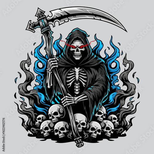 grim reaper skull vector illustration
