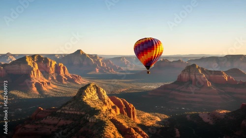 Hot Air Balloon Rides Over Sedona's Red Rock Mountains During Early Morning