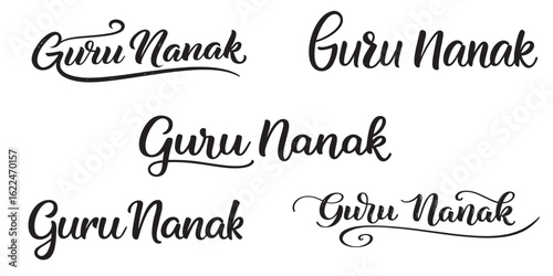 Various Artistic Depictions of Guru Nanak in Elegant Calligraphy Styles Showcasing Spiritual and Cultural Significance