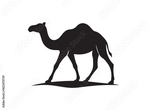 camel in desert silhouette vector illustration