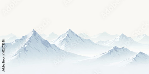 Snowy mountain landscape with alpine peaks under a winter sky