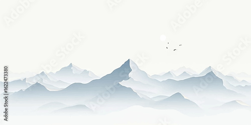 Snowy winter mountain landscape with white peaks and icy scenery under a clear sky