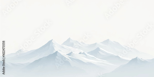 High mountains and snowy landscapes with white peaks touch the blue sky