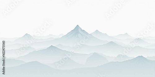 A majestic winter landscape with high, snowy mountain peaks reaching for the blue sky