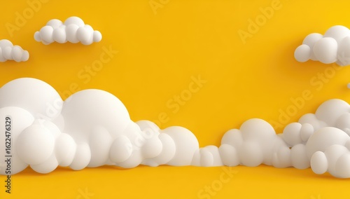 Cartoon clouds on a bright yellow background