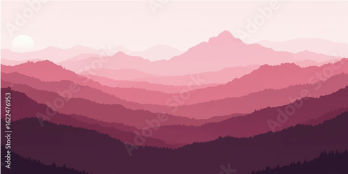 Morning light breaks over misty mountain peak