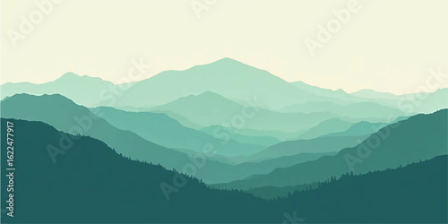 Cool Teal to Cyan Gradient Hills in Clean Layered Composition for Abstract Designs