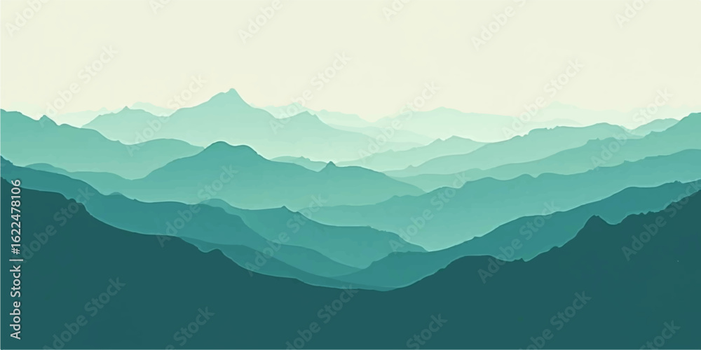 Light Mint Green Mountain Landscape with Smooth Gradients and Gentle Tones Light Mint Green Mountain Landscape with Smooth Gradients and Gentle Tones