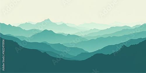 Light Mint Green Mountain Landscape with Smooth Gradients and Gentle Tones