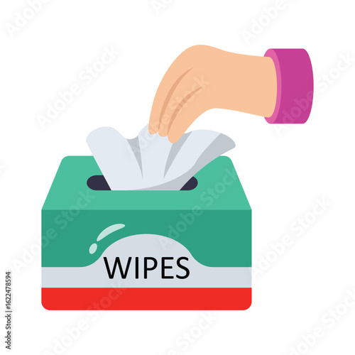 Hand taking tissue from a box of wipes, tissue, hygiene, disinfectant
