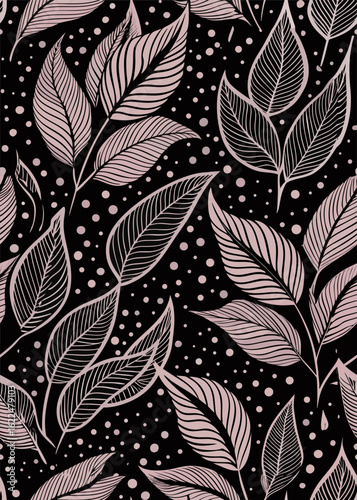 Seamless black exotic pattern with palm leaves.tropical rainforest, tropical pattern, tropical flower, botanical, graphic print, hawaiian culture, leaf, art, modern, design, pattern, vector, 