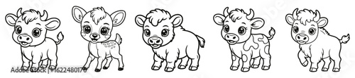 Adorably Cute Baby Calf Cartoon Illustrations