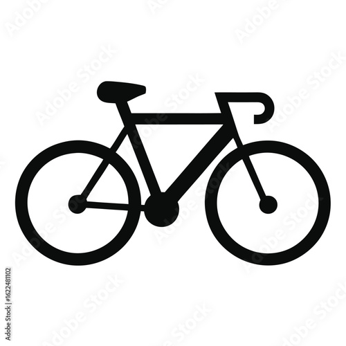 Vector illustration of a bicycle icon depicting a vintage sport cycle on a road, perfect for transport and travel-related designs