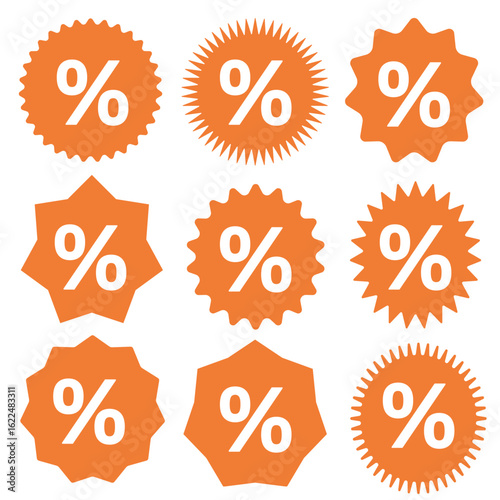 Set of Discount Icons – Flat Style Labels for Sales, Offers, and Promotions
