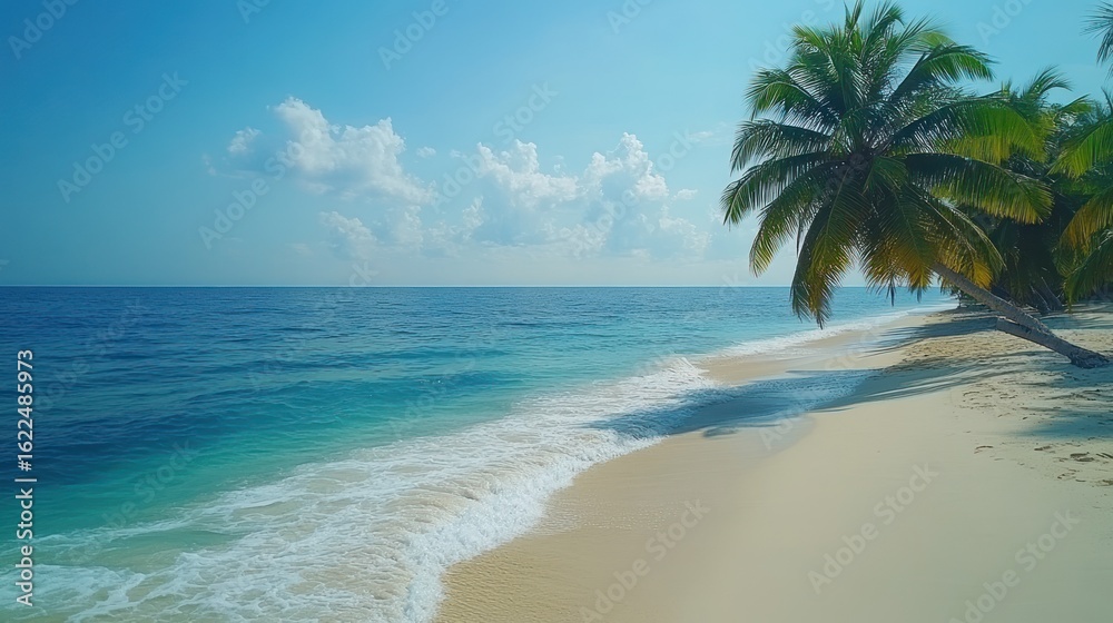 Tropical beach scene with palm trees Tropical beach scene with palm trees