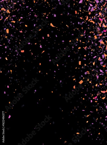 Abstract confetti explosion on black background
