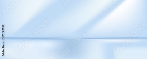 Blue studio room. Limbo light background. Abstract 3d backdrop for product presentation. Minimal wall scene. Showcase, promotion display. Vector stage mockup illustration