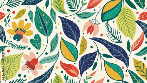 seamless pattern with leaves.leaf, wallpaper, illustration, decoration, design, floral, foliage, nature, pattern, seamless, texture, vector, plant, tree, colours, ornament, oak, textile, art, element,