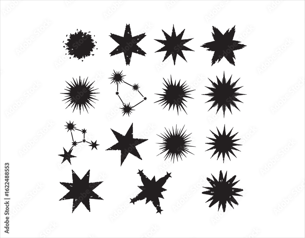 Obraz premium Handmade imprint design for stickers and stencils, perfect for a cosmic night sky with magical glow and glitter.