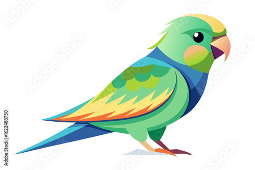 Colorful Cartoon Parakeet Bird Illustration – Blue and Yellow Budgie Clipart
