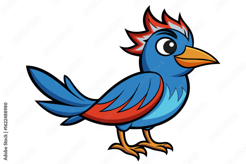 Fototapeta premium Colorful Cartoon Parakeet Bird Illustration – Blue and Yellow Budgie Clipart