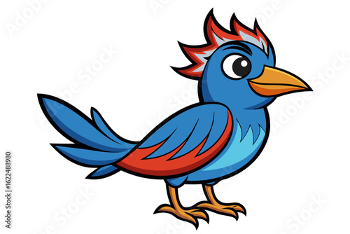 Colorful Cartoon Parakeet Bird Illustration – Blue and Yellow Budgie Clipart