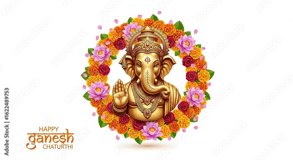 Obraz premium illustration of Lord Ganpati for Ganesh Chaturthi festival of India, Ganesh chaturthi for greeting,card, poster background.