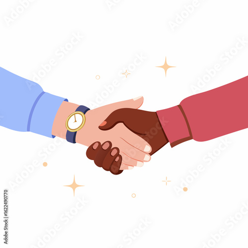 handshake between two men and women