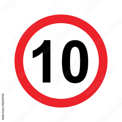 road speed limit 10 mph warning sign vector