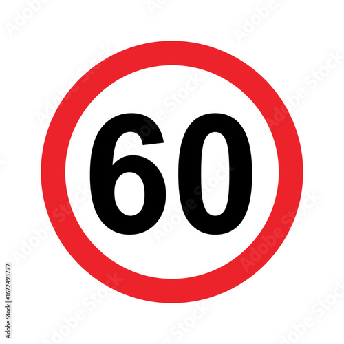 speed limit 60 mph traffic warning sign vector