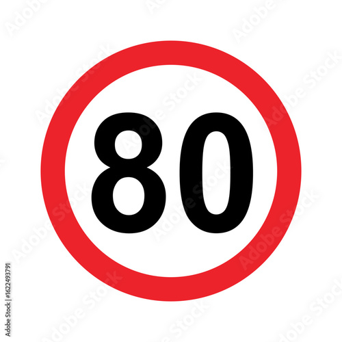 speed limit 80 mph traffic warning sign vector