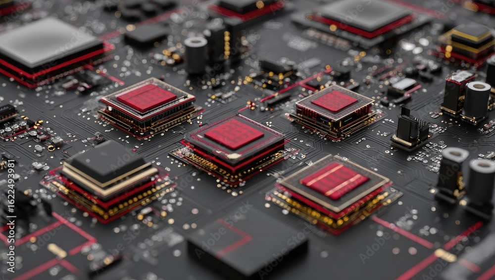 Obraz premium Close-up circuit board with many processors