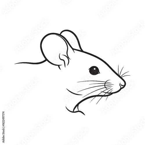 Minimalist Mouse Line Art – Mouse Vector Illustration Clean Drawing with Long Tail Form – Mouse Drawing – Line Art Drawing of Mouse – Mouse Icon

