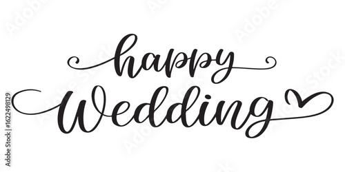 Elegant Handwritten Happy Wedding Greeting Card Design for Celebrations and Special Occasions