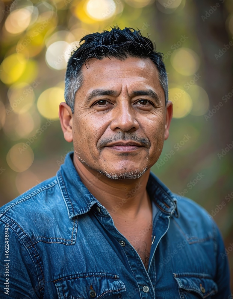 Fototapeta premium Confident Man in Denim Shirt