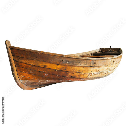 Wooden rowboat, weathered, side view